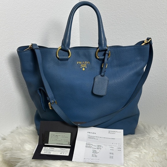 💯 Authentic Prada Two-Way  Leather Tote Bag🍀 - Picture 1 of 17